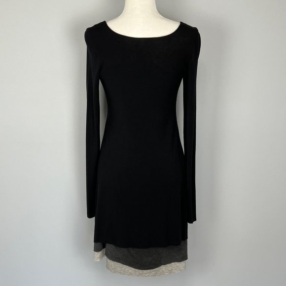 Bailey 44 Womens Black Long Sleeve Scoop Neck Dress Layered Hem size Small - Picture 4 of 9